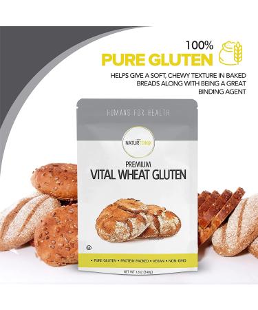 Naturtonix Vital Wheat Gluten 12 oz - Pure Non-GMO Vegan Protein, Keto Friendly - Certified Kosher - Resealable Fresh Pouch - Buy Online on GoSupps.com