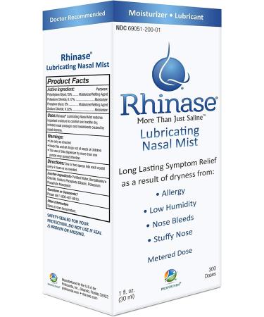 Rhinase Allergy Relief Saline Nasal Spray - 300 Sprays, Steroid-Free Formula for Dry Nose and Allergy Nosebleeds - Buy Online on GoSupps.com