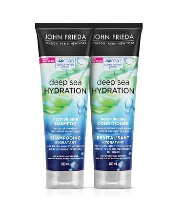 John Frieda Moisturizing Shampoo and Conditioner Set |Deep Sea Hydration Duo for Soft Silky and Hydrated Hair | Pack of 2