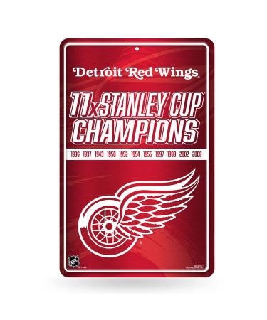 Rico Industries NHL Detroit Red Wings Champ Large Metal Sign 11" x 17" Large Metal Sign for Home