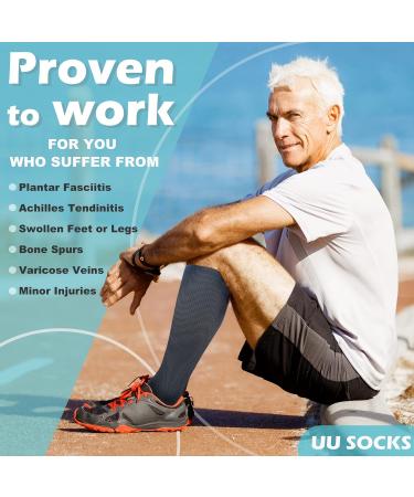 Medical Compression Socks for Men & Women - 3 Pairs 20-30 mmHg Knee High Stockings | Best for Running & Athletic Use - Large/X-Large - Black/Gray/Dark Blue - Buy Online on GoSupps.com