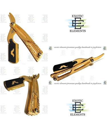 Gold Dipped Straight Edge Razor | Professional Barber Shaving Knife - Double Edge Blade for Salons & Barbershops - All Purpose Shaver - Buy Online on GoSupps.com