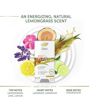 Dove Care by Plants Lemongrass Deodorant Stick 2.6 oz - 3 Pack | Aluminum-Free & Long-Lasting Protection - Buy Online on GoSupps.com