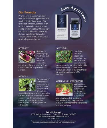 Prime Flow Beet Root Nitric Oxide Supplement - Lower Blood Pressure & Improve Heart Health - 60 Capsules - Buy Online on GoSupps.com