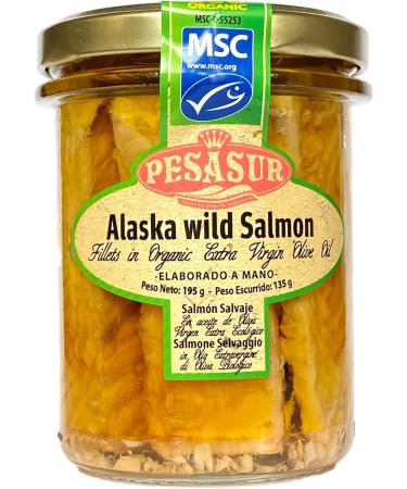 Soldimar Pesasur MSC Alaska Wild Salmon Fillets in Organic Extra Virgin Olive Oil 195g (Pack of 4) - Buy Online on GoSupps.com