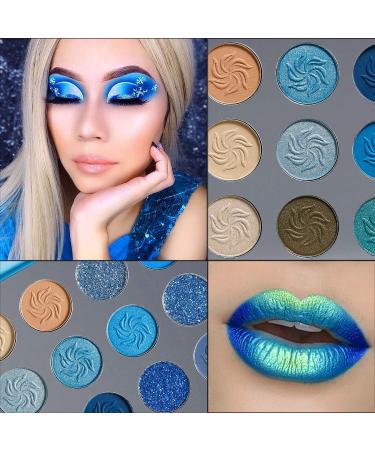 AFFLANO Blue Eyeshadow Palette - Highly Pigmented Matte & Shimmer Shades - Waterproof, Vegan, Metallic & Glitter - Perfect for Smokey, Nude & Space-Blue Eye Makeup - Buy Online on GoSupps.com