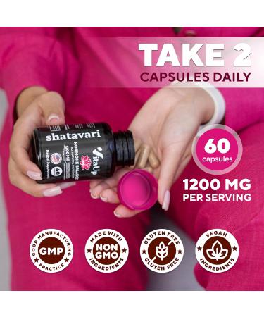 VitaUp Shatavari Capsules for Women 1200mg - USA Made Shatavari Root Supplement for Normal Hormonal Support Menopause & Menstrual Wellness - 60 Vegan Capsules - Buy Online on GoSupps.com