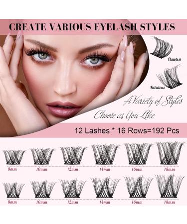192 Pcs Lash Clusters 2 Styles Mixed Cluster Lashes DIY Eyelash Extensions Eyelash Cluster Extension DIY Individual Lashes Super Thin Band Soft and Easy to Wear (Flawless+Fabulous D-Mix) 8-16mix(192PCS)D Curl Flawless+Fabulous - Buy Online on GoSupps.com