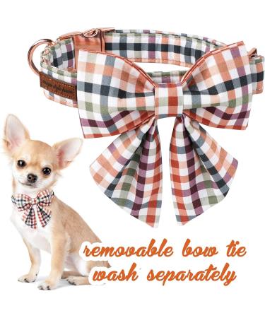Unique Style Paws Dog Collar - Comfortable Cotton Fly Collar for Young Girl Dogs | Adjustable S Size (10-16in) - Colorful Grille Design - Buy Online on GoSupps.com