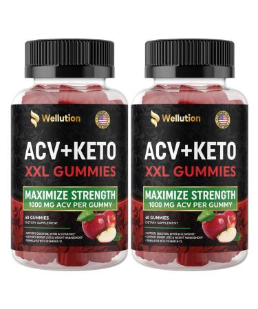 WELLUTION (2 Pack Gummies Apple Cider Vinegar - Formulated to Support Healthy Weight Normal Energy Levels - Supports Digestion Detox and Cleansing Beetroot and Pomegranate (120 Count (Pack of 2)) Apple- Keto