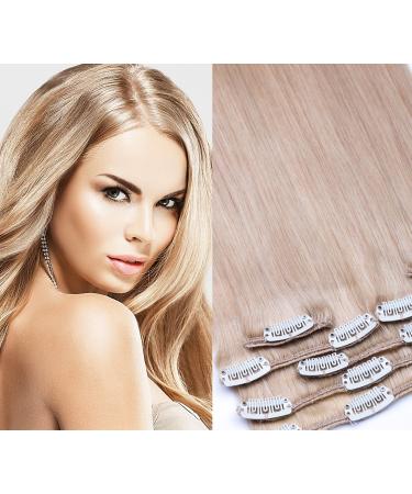 Clip in extension set 7 parts smooth 60cm hair extension hair part 100% remy real hair clip in hair extension of glamx densions in color: 22 light blonde