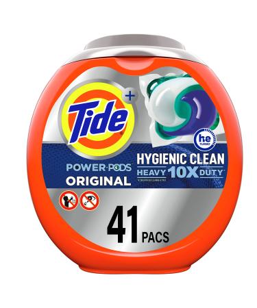 Tide Hygienic Clean Heavy 10x Duty Power PODS Laundry Detergent Soap Pods, Original, 41 count, For Visible and Invisible Dirt 41 Count (Pack of 1)