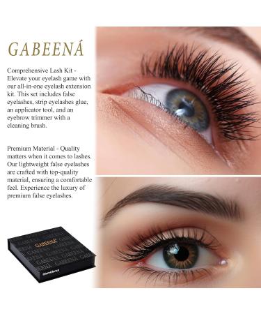 Shop Gabeena Fake Eyelash Extension Kit - Reusable Waterproof False Eyelashes with Glue Applicator & Brush - Perfect for Beginners - Buy Online on GoSupps.com