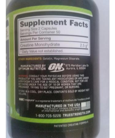 Buy Optimum Nutrition Creatine 2500mg (100 Capsules Pack of 2) - Fast International Shipping & Best Prices - Buy Online on GoSupps.com