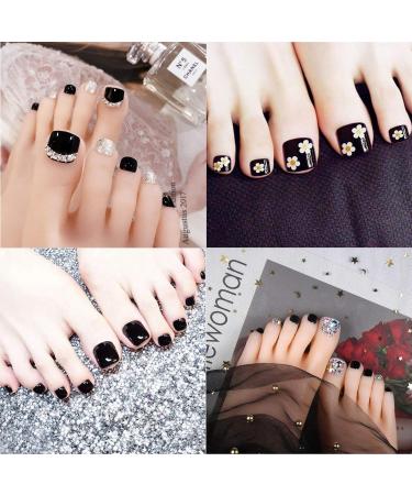 48PCs False Nails Tips Kit - Artificial Fake Toenails & Fingernails with Double-Sided Glue Stickers (Red & Black) | International Shipping - Buy Online on GoSupps.com