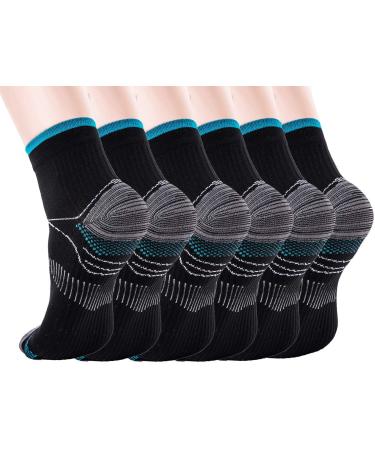 woeita Compression Socks for Women & Men-Upgraded Sport Plantar Fasciitis Arch Support- Low Cut Compression Foot Socks Best for Athletic Sports Running Medical Travel Pregnancy (6 Pairs) Black S-M