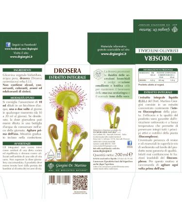  Dr Giorgini Dr. Giorgini Drosera Food Integral Analcoholic Liquid Extract 200 ml - Buy Online on GoSupps.com