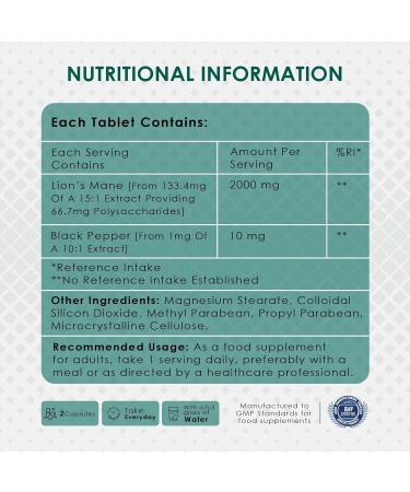 AMBROSIAL Lion's Mane with Black Pepper - 2000 mg Pack of 1-120 Tablets - Buy Online on GoSupps.com