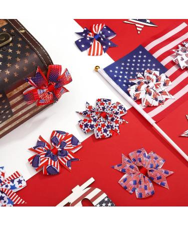 Patriotic Hair Bows Clips - 4th of July Independence Day Hair Accessories - Set of 24 - American Flag Design - Buy Online on GoSupps.com