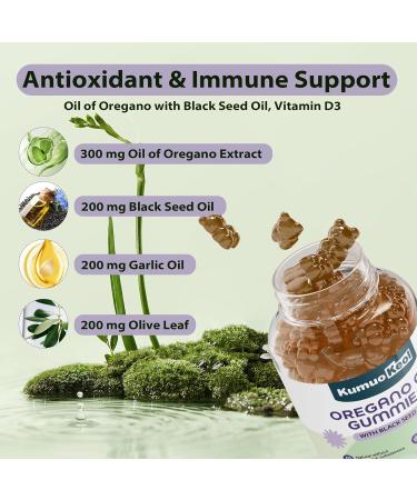 Oregano Oil Gummies with Black Seed Oil Oil of Oregano Supplements with Elderberry Olive Leaf Zinc Vitamin D3 & Vitamin E - Immune & Digestive Support - Vegan and Non GMO 60 Counts - Buy Online on GoSupps.com