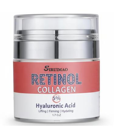 SIRUIMAO Retinol Collagen & Hyaluronic Acid Cream Anti-Wrinkle Face Moisturizer for Day & Night Use | Firming Neck & D collet Treatment 1.7 fl oz