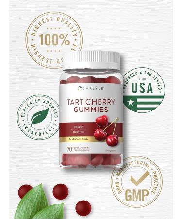 Carlyle Tart Cherry Gummies - 2000mg 70 Count | Vegan Non-GMO Gluten Free | Cherry Flavor - Buy Online on GoSupps.com