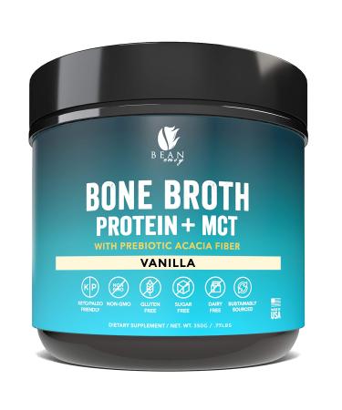 Bean Envy Bone Broth Protein Powder + MCT Oil + Acacia Fiber for Joint Protection, Better Digestion, Energy Boost, Weight Loss, and Sleep - Vanilla 12.32 Ounce (Pack of 1) Vanilla