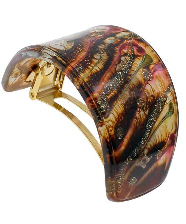 Camila Paris CP3235 French Hair Barrette  Hair Ponytail Holder for Fine Long Hair  Brown Red Gold  Strong Hold Grip Hair Clips for Women  No Slip Styling Girls Hair Accessories  Made in France Brown / Red / Gold