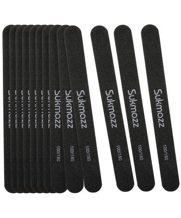 Sukmazz Nail Files Set 12PCS Professional Nail Files Double Sided Emery Board Fingernal Buffing Files for Home 100/180 Grit