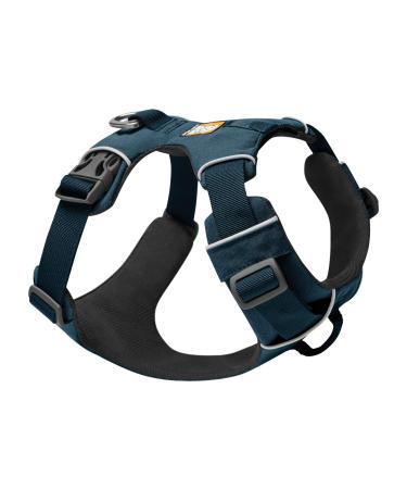 RUFFWEAR, Front Range Dog Harness, Reflective and Adjustable Soft Padded Harness Vest for Outdoor Training and Everyday, No Pull Pet Harness with 2 Leash Clips Blue Moon Medium