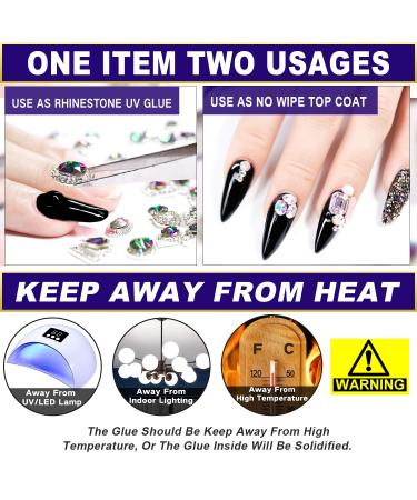 Nail Art Rhinestone Glue Gel 8ml with No Wipe Resin Adhesive - Clear Diamond Gel Polish for Nail Decoration and Rhinestones - Dual-Use Pen Tool Included (LED Light Cure Required) - Buy Online on GoSupps.com