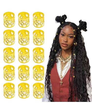 Cipszoely 50 Pieces Gold Hair Cuffs Girls Gold Hair Accessories Aluminum Dread Locks Anti-Rust Plating Braid Accessories Hair Jewelry Rings Clips Dreadlocks Accessories for Hiphop Fans