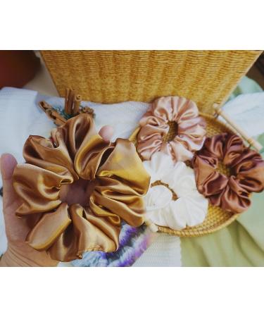 4-Piece Satin Silk Scrunchies Set | Big Hair Scrunchies for Ponytails | Gentle on Hair - Buy Online on GoSupps.com