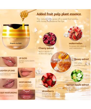 3Pcs Honey Pot Lip Balm Set | Overnight Hydrating Lip Mask & Exfoliator | Beeswax with Vitamin E - Strawberry & Watermelon | Prevent Dry & Cracked Lips - Buy Online on GoSupps.com