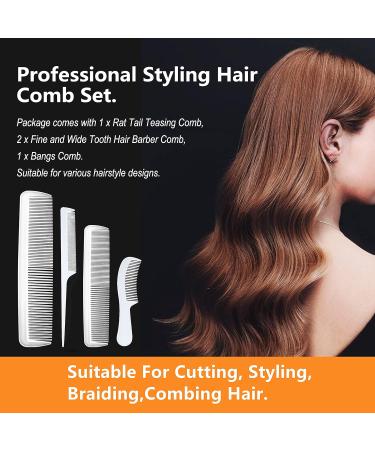 NuAngela Styling Comb Set Cutting Combs Clipper Rat Tail Hair Beard Comb Wide and Fine Tooth Hair Dressing Comb For Women Men Parting Teasing Professional Barber Comb (Blue) - Buy Online on GoSupps.com