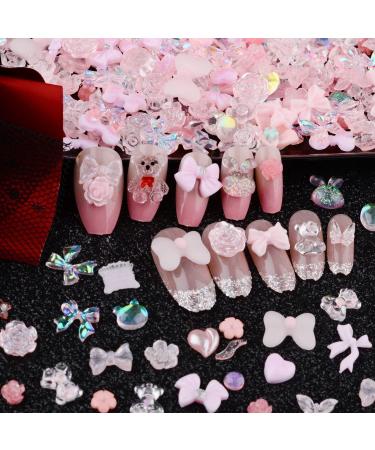 Sinyanail 100pcs Pink Acrylic Nail Charms Mixed AB Rhinestones Crystals for Nail Art DIY - Buy Online on GoSupps.com