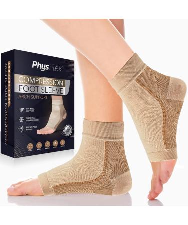 Compression Socks for Plantar Fasciitis Achilles Tendonitis Relief - (1 Pair) Ankle Compression Sleeve for Heel Spurs Foot Swelling & Fatigue - Arch Support Brace for Everyday Use