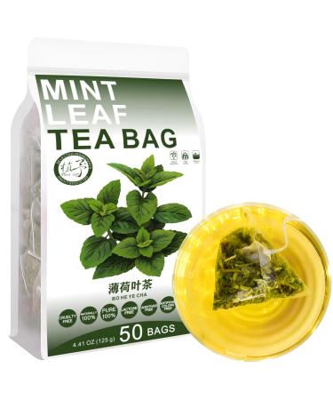 100% Pure Natural Herbal Tea Mint Leaf Tea Bag 125g/4.4oz (2.5g*50bags) th la menthe feuilles de menthe fra che aux feuilles de pin (menta Piperita) sans caf ine sans additifs sans OGM