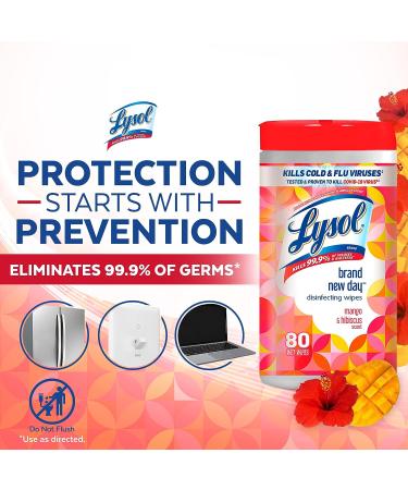 Lysol Mango & Hibiscus Disinfectant Wipes - 80 Count, Pack of 4 | Multi-Surface Cleaning and Disinfecting - Buy Online on GoSupps.com