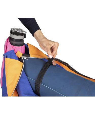 JoYnWell Large Yoga Mat Bag Carrier for Yoga Mats, Bolster, Block, and Workout Gear - Durable 12oz Canvas Exercise Tote with 4 Zipper Pockets in Lapis-Bubblegum - Buy Online on GoSupps.com