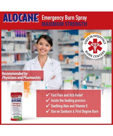 ALOCANE Emergency Burn Spray - 4% Lidocaine Max Strength for Fast Pain & Itch Relief - 4oz - Buy Online on GoSupps.com