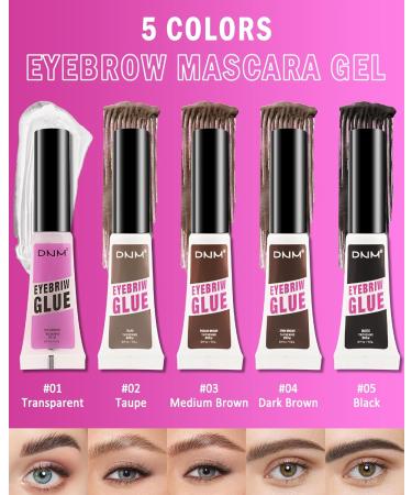 Tinted Eyebrow Gel 2Pcs Black Waterproof Long-Lasting Brow Gel Transfer-Proof Thickening Extreme Hold Eyebrow Glue Without Residue Shapes and Sculpts Brows Natural Eyebrow Makeup for Women-05 05 Black - Buy Online on GoSupps.com