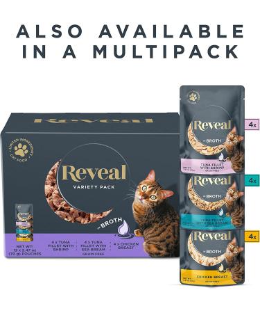 Reveal Natural Wet Cat Food 12 Pack - Grain Free Limited Ingredient Pouches (Tuna with Shrimp) - 12 x 2.47oz - Buy Online on GoSupps.com