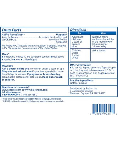 Boiron Oscillococcinum - Relief from Flu-Like Symptoms - 6 Count - Buy Online on GoSupps.com