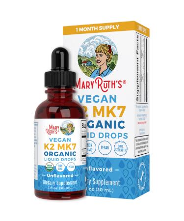 USDA Organic Vitamin K2 MCT Liquid Drops for Adults & Kids | 100 mcg K2 MK7 per serving + Organic MCT Oil | Vegan K2 Vitamin for Bone Health  Heart Health  Calcium Absorption | 1oz