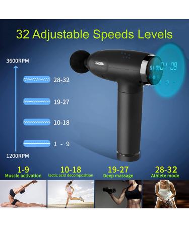 URORU Portable Deep Tissue Massage Gun for Athletes - Professional Lightweight Body Massager in Black-04 - Buy Online on GoSupps.com
