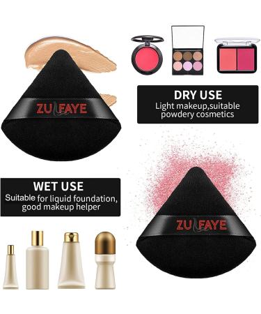 Zulfaye 2Pcs Velvet Triangle Powder Puff Set - Reusable Makeup Sponges for Pressed and Loose Powder Foundation - Black - Buy Online on GoSupps.com