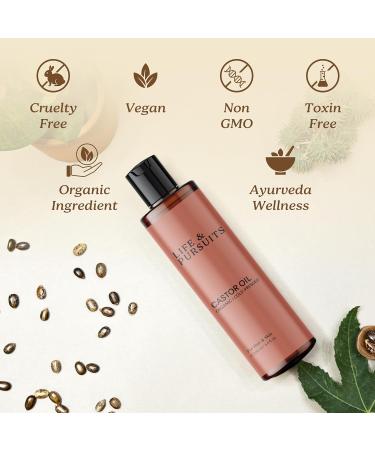 Life & Pursuits Organic Castor Oil - 100% Pure Cold-Pressed Hexane Free (6.8 Fl Oz) for Skin Scalp & Hair Care - Buy Online on GoSupps.com