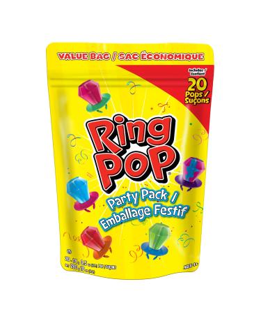 Ring Pop - Assorted Fruit Flavours - Bulk Variety Bag of Individually Wrapped Lollipop Suckers - Fun Candy for Birthdays and Parties 20 Count