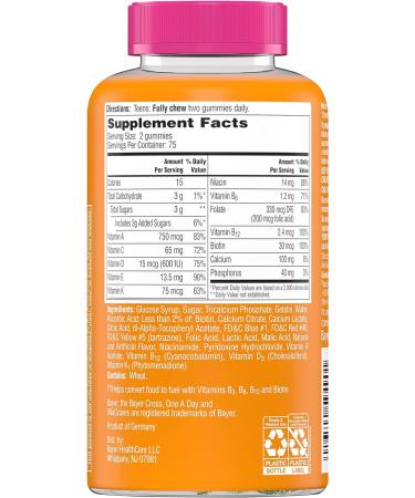 One A Day Teen for Her Multivitamin Gummies - 150 Count | With Vitamin A, C, D, E, Zinc for Immune Health & Physical Energy - Buy Online on GoSupps.com